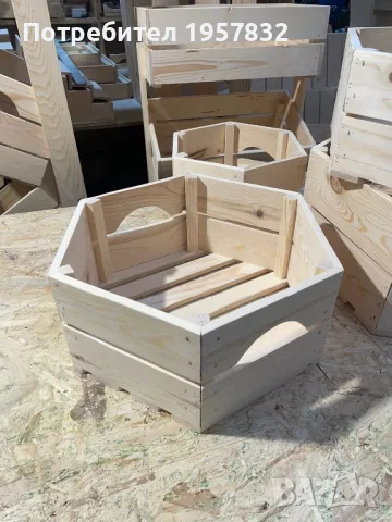 Дървена декоративна Щайга/Хексагон/шестоъгълник