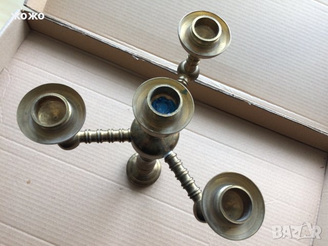  Свещник масивен - тежък от месинг, снимка 5 - Антикварни и старинни предмети - 34248128