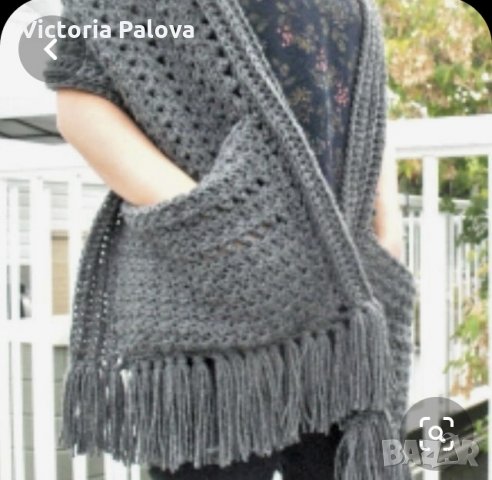 Необикновен шал с джобове, снимка 4 - Шапки - 23521789