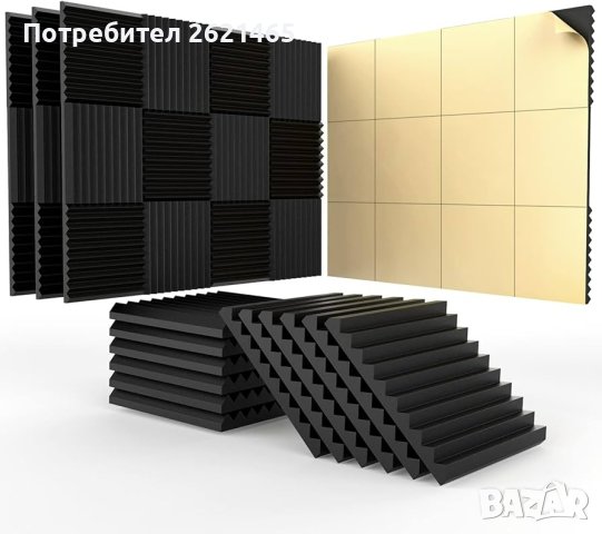 Панели за шумоизолация и звукоизолация, 12 броя, Огнеупорни, 30x30x2.5 см, снимка 7 - Декорация за дома - 44436731
