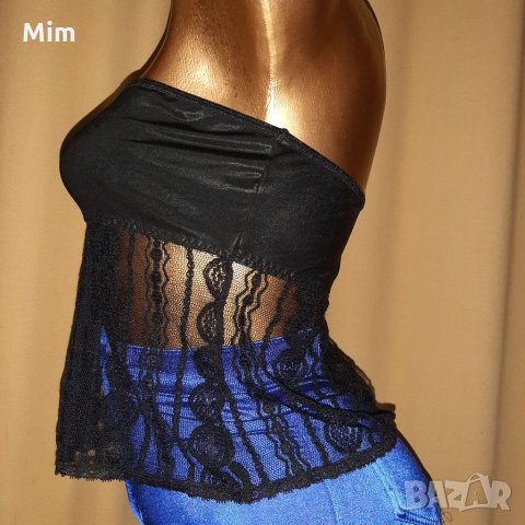 М Кожено черно бюстие/топ/ с дантела , снимка 2 - Корсети, бюстиета, топове - 34906634