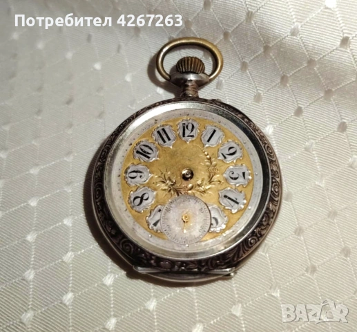 Старинен мъжки джобен часовник сребро 800