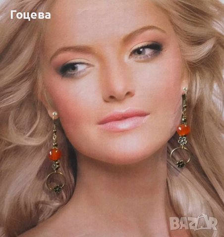 Новият ни комплект обеци и колие с камъни Карнеол и халки и цветя в цвят Античен бронз , снимка 9 - Бижутерийни комплекти - 42025857