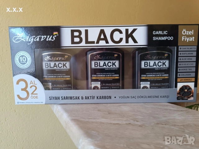 Предлагам 3 Бр Шампоани с Черен Чесън и Активен Въглен Против Косопад