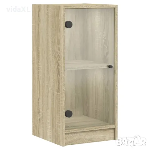 vidaXL Страничен шкаф със стъклени врати, дъб сонома, 35x37x75,5 cm, снимка 1 - Бюфети - 56148148