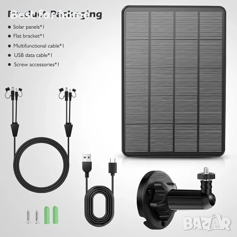Hawkray Pro Соларен панел DC 12V/1A 6V/1.5A за охранителна камера, снимка 4 - Други - 50663865