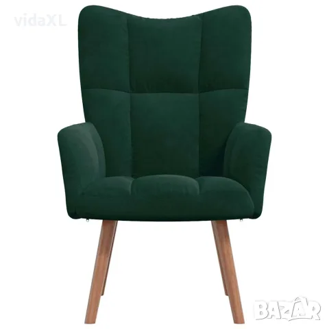 vidaXL Релакс стол, тъмнозелен, кадифе, снимка 3 - Дивани и мека мебел - 56146849