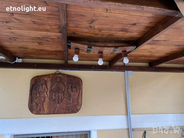 Полилеи от автентични рестарирани бъчви с ръчно изработени дървени чашки, снимка 17 - Полилеи - 48942453