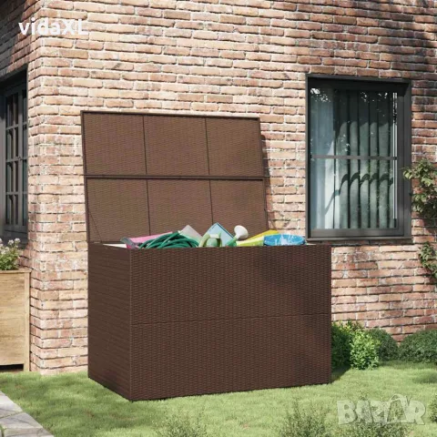 vidaXL Градински сандък, кафяв, 150x100x100 cм, полиратан, снимка 2 - Ракли - 56147640