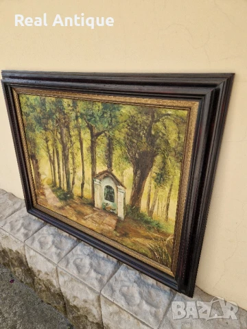Прекрасна антикварна френска картина масло върху платно , снимка 7 - Антикварни и старинни предмети - 50645619