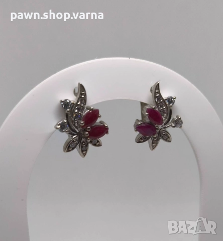 Сребърни обеци с инкрустации – проба 925 – 4,98 г