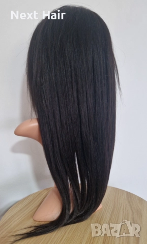 Черна перука от микс естествен косъм и примеси 70 см с Lace 4×4, снимка 13 - Аксесоари за коса - 52018574