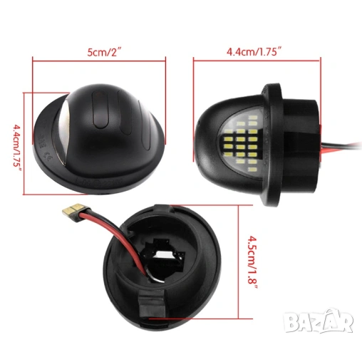 LED светлини за регистрационен номер Ford (SMD + червени габарити), снимка 4 - Аксесоари и консумативи - 54363302