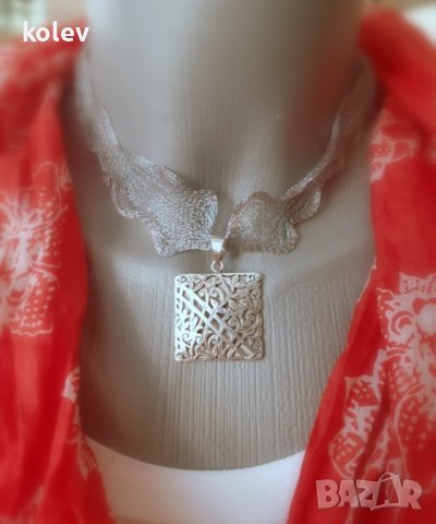 сребърен комплект обеци и медальон с флорални мотиви, снимка 1 - Бижутерийни комплекти - 39709396