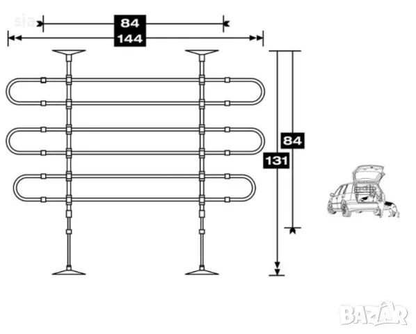 Преграда за кола за домашни любимци, за багажник, снимка 2 - Аксесоари и консумативи - 28915721
