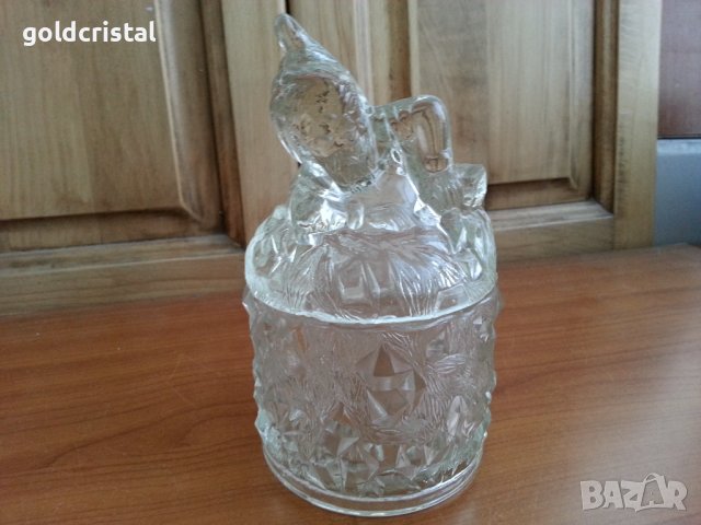 Антикварна стъклена захарница , снимка 1 - Антикварни и старинни предмети - 39470879