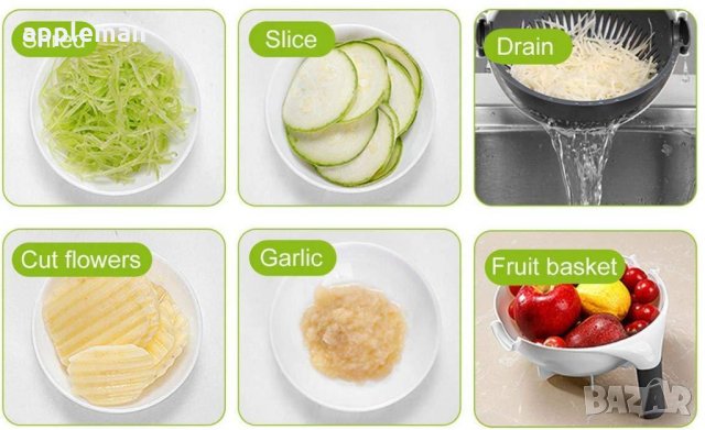 Резачка за зеленчуци и ренде + аксесоари 9 в 1 SORTEX чопър тв чопар, снимка 4 - Аксесоари за кухня - 31723898