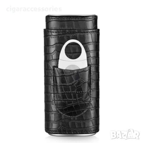 Елегантен кожен калъф за 3 пури с крокодилски ефект и резачка, снимка 9 - Табакери - 50785357