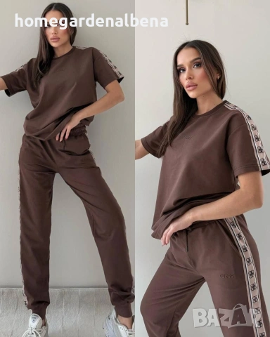 Дамски спортен комплект Памук Тениска + Долнище с лента L-XL |, снимка 2 - Комплекти - 54319165