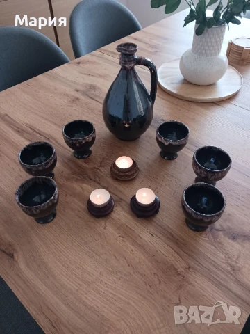 Сервиз за вино от седемдесетте плюс 3 свещника, снимка 2 - Сервизи - 50643985