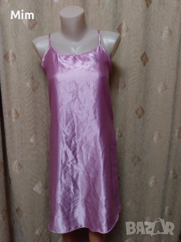 S Розова сатенена нощница 