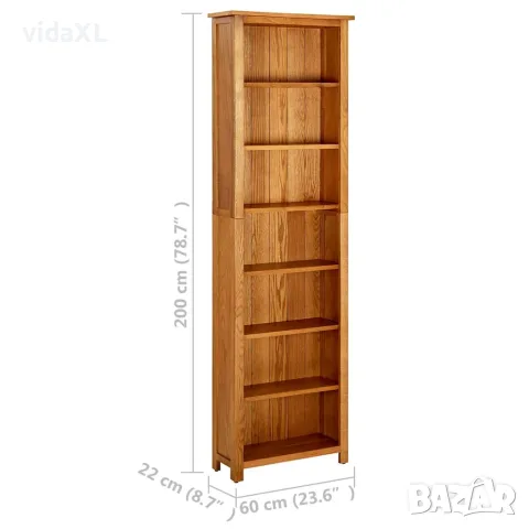vidaXL Библиотека с 7 рафта, 60x22x200 см, дъбов масив, снимка 5 - Етажерки - 56146990