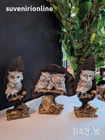 декоративен комплект  бухали/сови, снимка 6 - Статуетки - 36340885