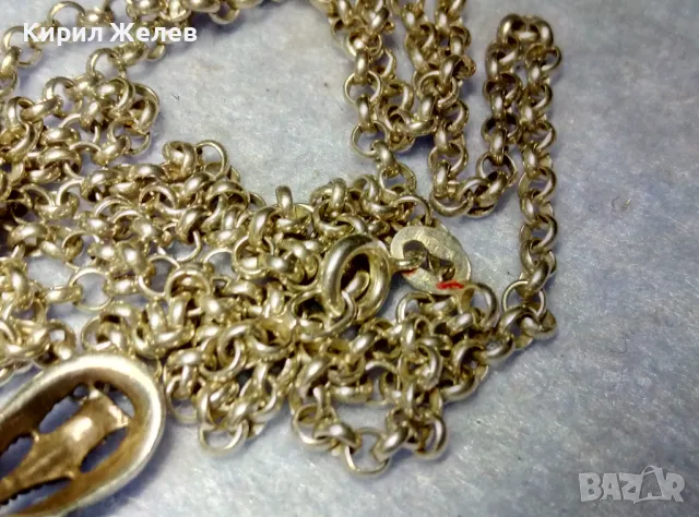 АВТОРСКИ АЖУРЕН СРЕБЪРЕН КРЪСТ СРЕБРО 925 NF с КРАЛСКИ СЕДЕФ МАРКАЗИТИ СРЕБЪРНА ВЕРИЖКА ИТАЛИЯ 41807, снимка 9 - Колиета, медальони, синджири - 49486908