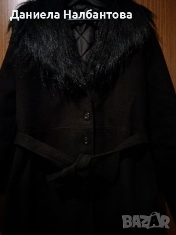 Черно късо палто за макси дами , снимка 2 - Палта, манта - 44717525