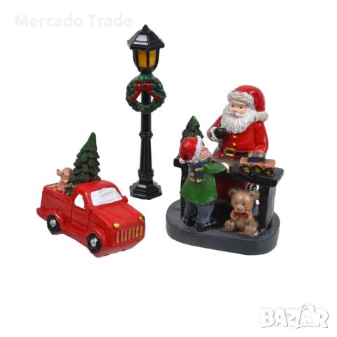 Коледни фигурки Mercado Trade, За украса, 3бр, Дядо Коледа