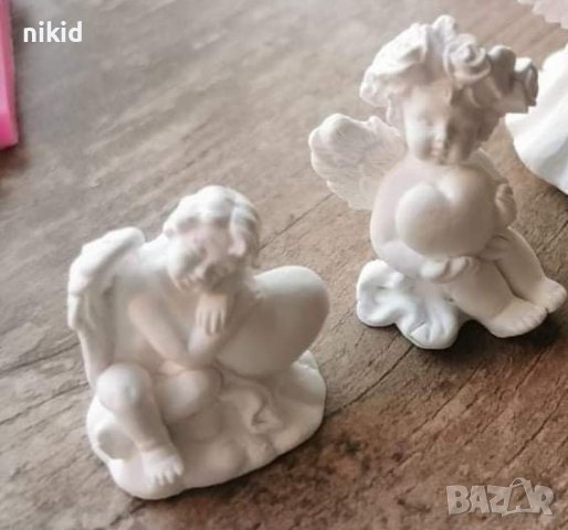 3d Ангел ангелче в цилиндър със сърце 2 модела силиконов молд форма фондан гипс свещ 