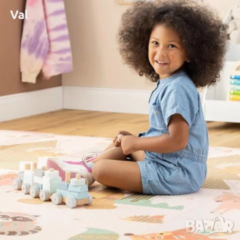 Двулицев образователен детски килим Горски животни 180 х 200 см - водоустойчив, сгъваем, снимка 4 - Други - 53990159