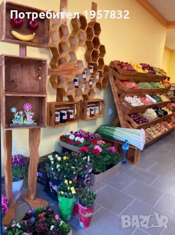 Дървени стелажи за магазини, заведения, плод и зеленчук, търговско оборудване, снимка 8 - Стелажи и щандове - 48951993
