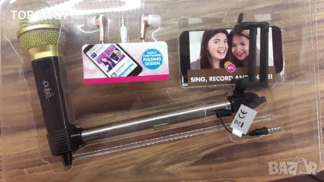 Микрофон със селфи стик и слушалки- вкл. приложение за заснемане на видеоклип, снимка 3 - Образователни игри - 48547764