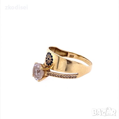 Златен дамски пръстен 3,93гр. размер:63 14кр. проба:585 модел:19566-1, снимка 2 - Пръстени - 42236910