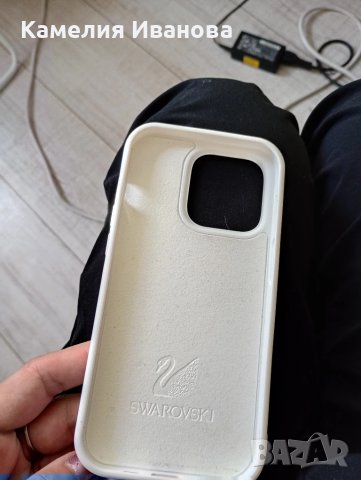 Промоция!!! Бял кейс с камъни Swarovski за Iphone 14 pro, снимка 2 - Калъфи, кейсове - 51427452