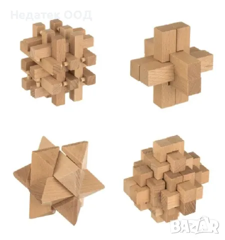 Дървен пъзел в 4 форми, 54 бр., снимка 2 - Игри и пъзели - 48765045