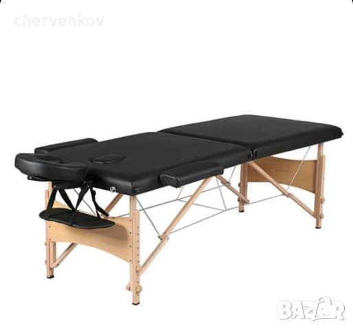 Двусекторна дървена козметична масажна кушетка - черен бял цвят