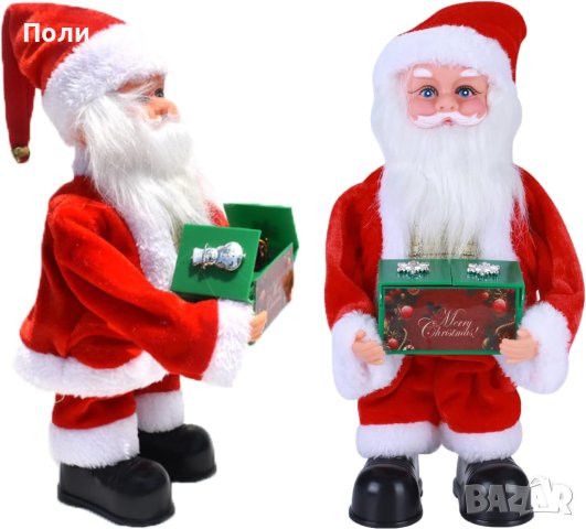 Пеещ и танцуващ Дядо Коледа със светещ подарък, снимка 8 - Декорация за дома - 42910756