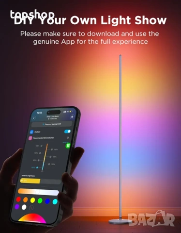 Чисто нова, запечатана Смарт LED лампа Govee Floor Lamp Lite – RGBIC, Alexa & Google, 142см , снимка 7 - Лед осветление - 53224176