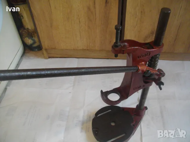 WOLF НЕМСКА ФРГ ПРОФЕСИОНАЛНА СТОЙКА ЗА БОРМАШИНА МАСИВНО ЖЕЛЯЗО ЧУГУН старо качество 10кг/ход 80мм, снимка 3 - Бормашини - 48253355