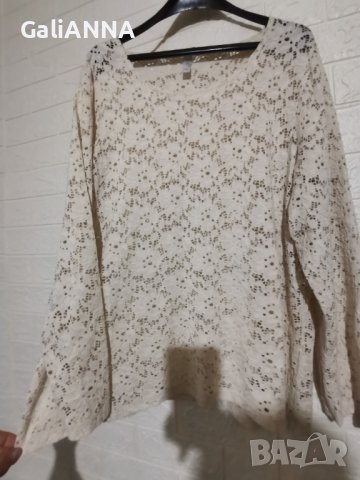 ЕЛЕГАНТНА БЛУЗА ЦВЯТ СЛОНОВА КОСТ 2XL-3XL, снимка 3 - Туники - 42860391