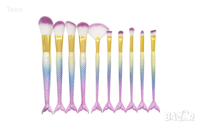 Комплект 10 четки за грим в тубус или чантичка, снимка 7 - Козметика за лице - 47716491