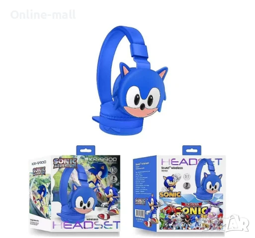 Безжични Светещи Bluetooth слушалки Соник Sonic