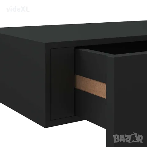 vidaXL Стенен рафт с чекмедже, черен, 60x23,5x10 см, МДФ, снимка 10 - Етажерки - 56146919