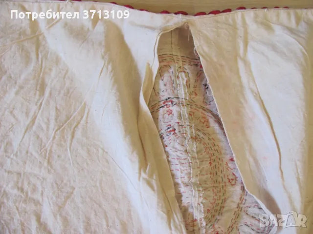 Стара възглавница -вълнени ширити и лен, ръчно шита,74х46см., снимка 10 - Антикварни и старинни предмети - 49402786