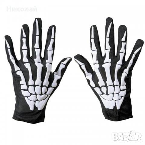Ръкавици с щампа скелет , кости , Хелоуин Halloween, снимка 2 - Ръкавици - 29979154