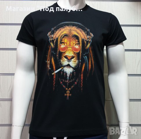 Нова мъжка тениска с дигитален печат Лъв хипи пушач