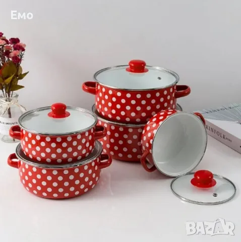 Комплект емайлирани тенджери от 10 части, 16 - 24см., снимка 3 - Съдове за готвене - 48160315