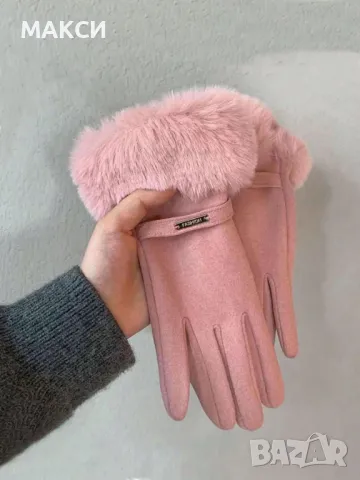 Чудесни зимни елегантни сензорни ръкавици, водоустойчиви, с вълнена топла и мека подплата в черно, снимка 2 - Ръкавици - 48409863